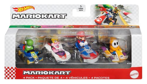 Hot Wheels Mario Kart Vehicle 4-Pack With 1 Exclusive Collectible Model, Hot Wheels product photograph published by Mattel