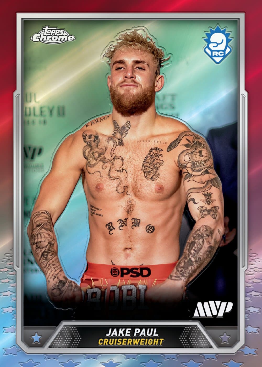 Refractor boxing trading card, 24 RANK 1124 FR Red parallel from 2024 Topps Chrome Boxing by Topps