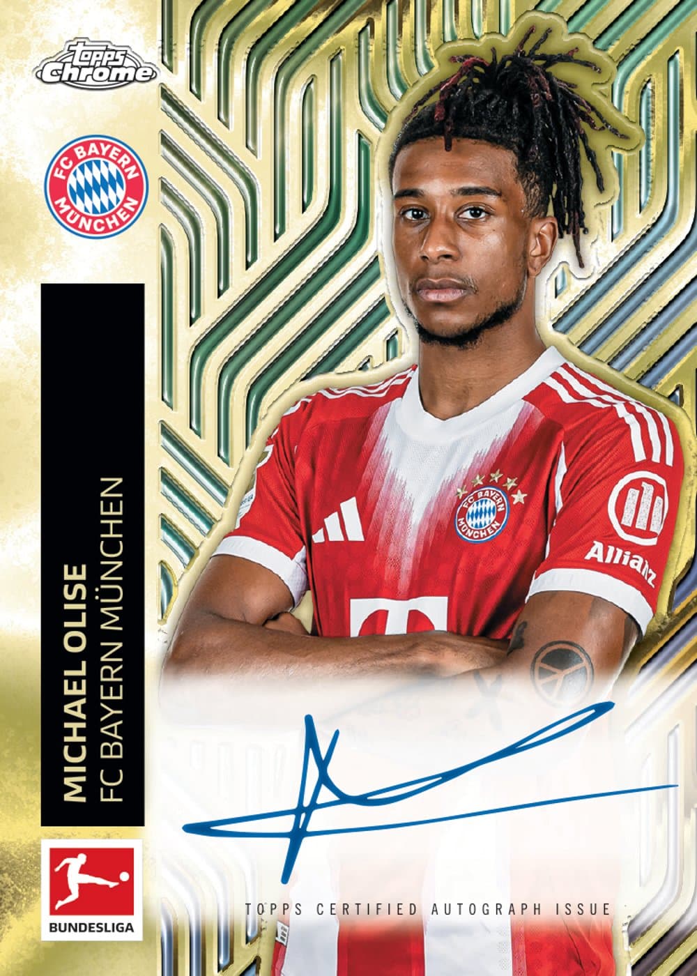 soccer trading card from 2025-26 Topps Chrome Bundesliga, published by Topps