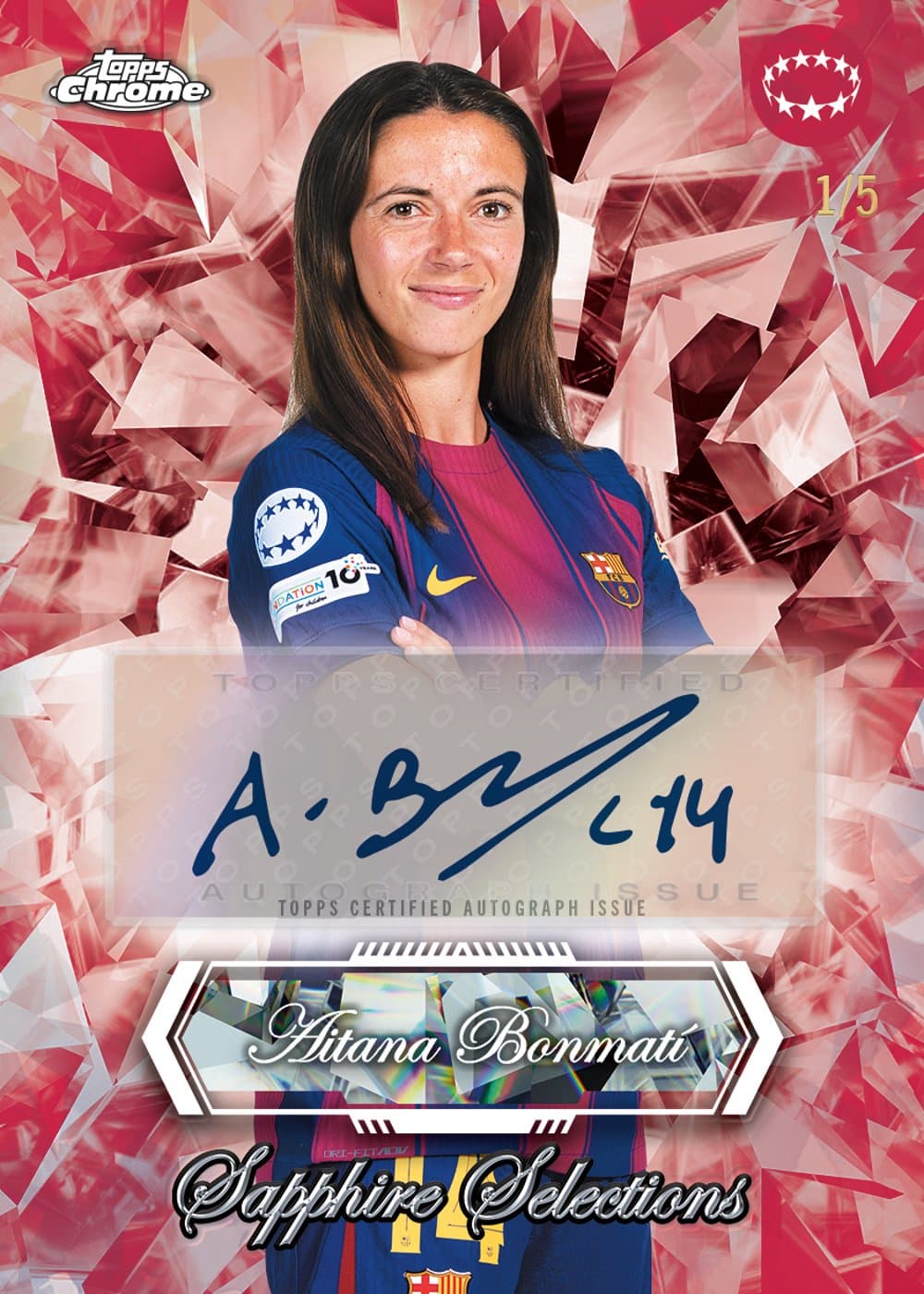 CRF soccer trading card, 3601 26 WUCC SAPPHIRE SELECTIONS AUTO parallel from 2025-26 Topps Chrome Sapphire UEFA Women's Champions League by Topps