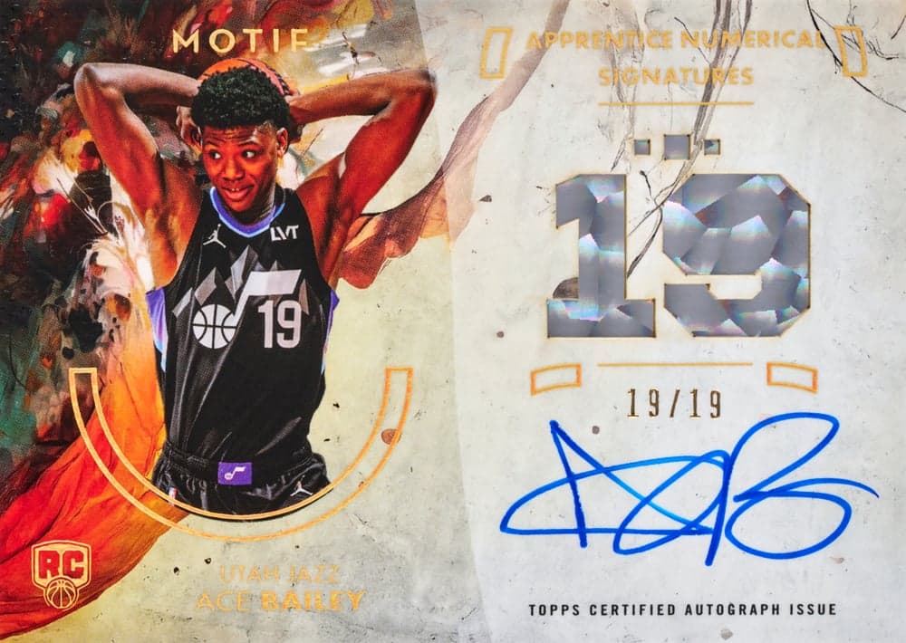 Ace Bailey basketball trading card, 2025 Topps Motif Basketball Apprentice Numerical Auto Base parallel from 2025-26 Topps Motif Basketball by Topps