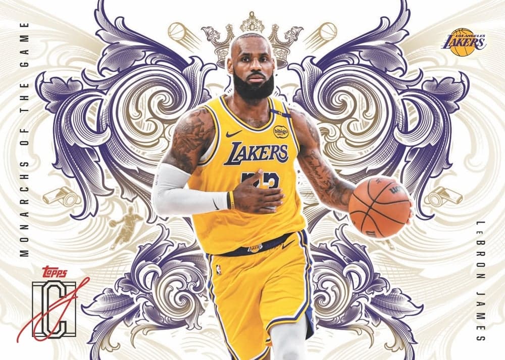 Lebron James basketball trading card, 25 CSBK 2401 Monarchsofthe Game parallel from 2025-26 Topps Signature Class Basketball by Topps