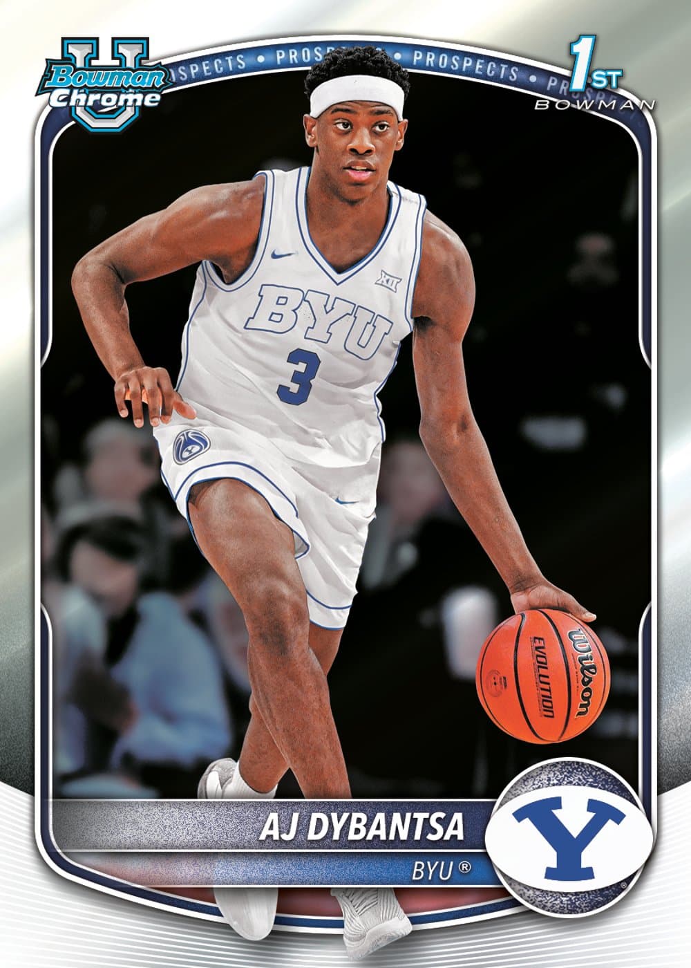 AJ Dybantsa basketball trading card, 25 BNBA 2001 Chrome Prospects parallel from 2025-26 Bowman Basketball by Topps