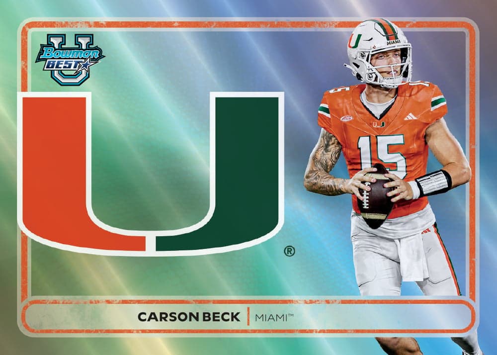 football trading card from 2025 Bowman University Best Football, published by Topps