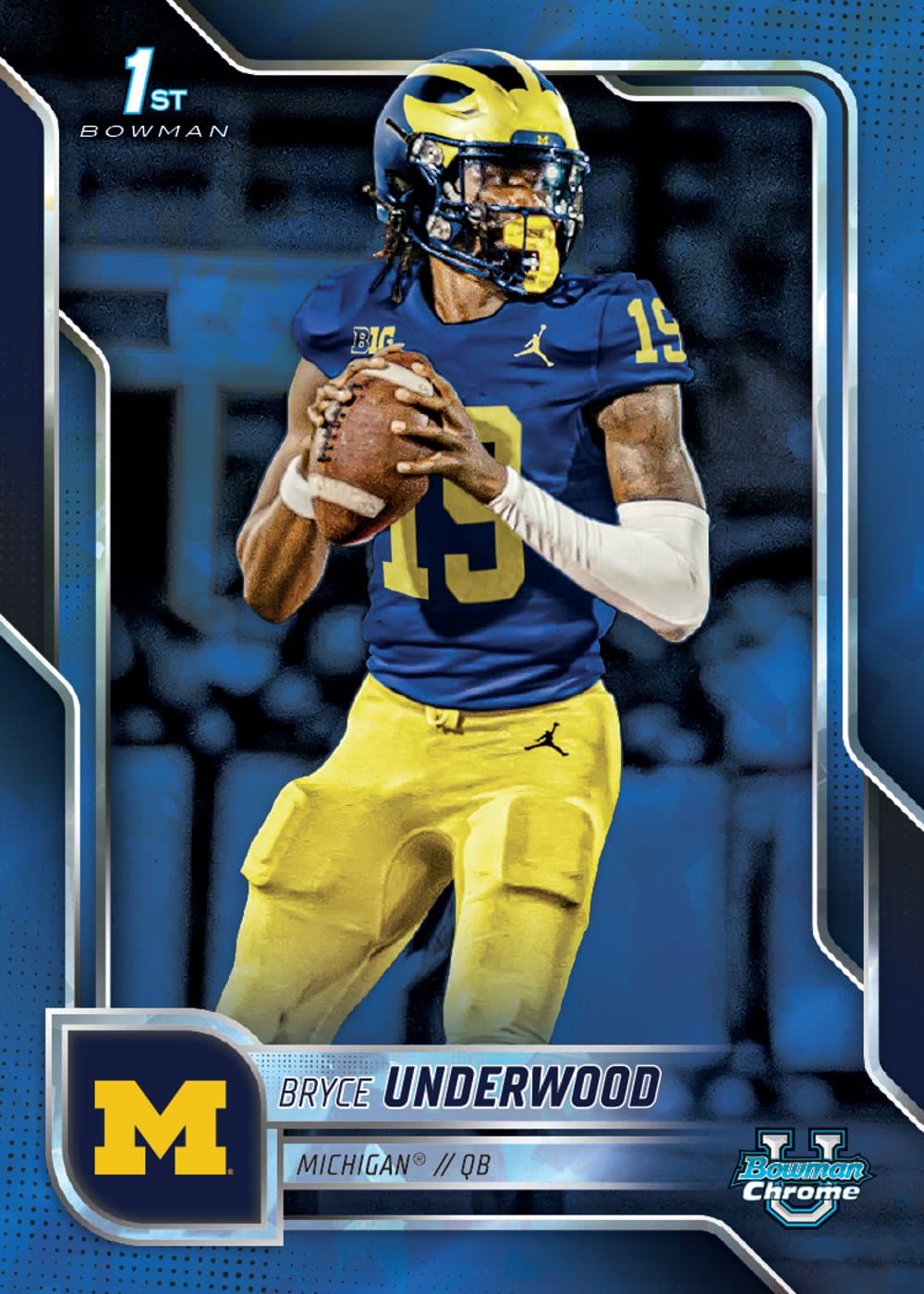 football trading card from 2025 Bowman University Chrome Football Sapphire Edition, published by Topps