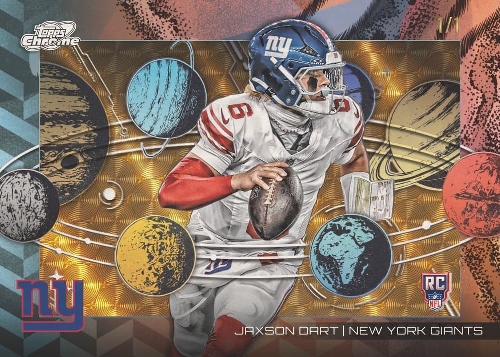Planetarium 25 CCFB 2611 B football trading card from 2025 Topps Cosmic Chrome Football by Topps