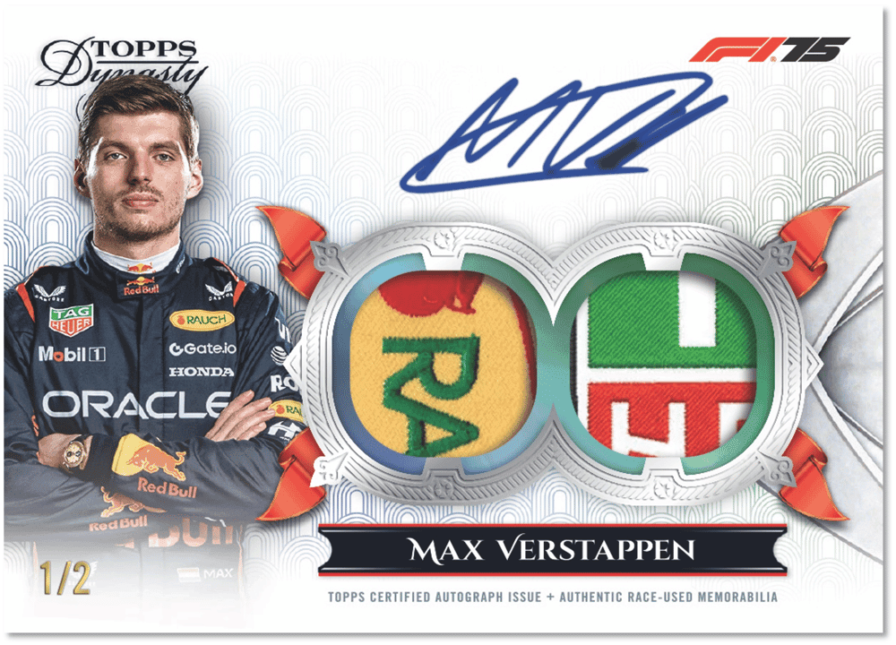 Autograph motorsport trading card, Driver Relic parallel from 2025 Topps Dynasty Formula 1 by Topps