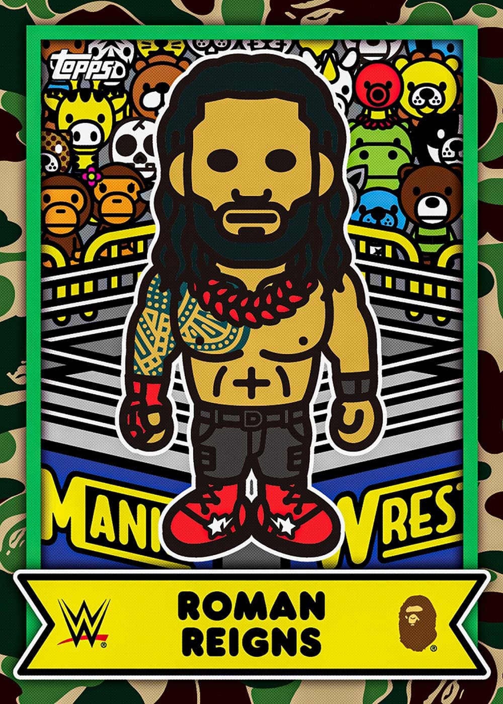 wwe trading card from 2025 Topps WWE x BAPE, published by Topps