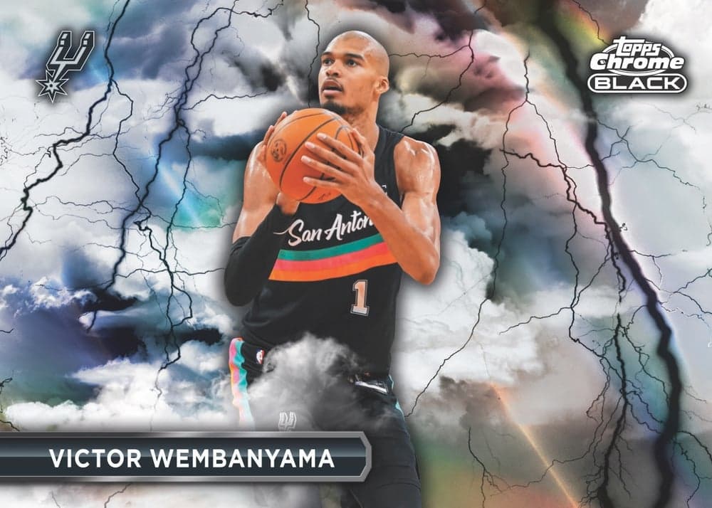 Rainbow Foil basketball trading card, 26 CBBK 3106 Black Lightning Victor Wembanyama FR parallel from 2026 Topps Chrome Black Basketball by Topps