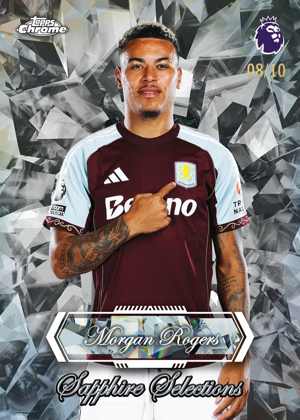 Black soccer trading card, Ekitike SAPPHIRE SELECTIONS parallel from 2026 Topps Chrome Premier League Sapphire Edition by Topps
