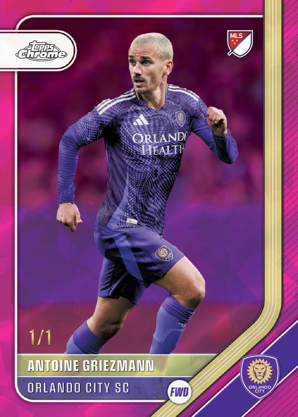 Padparadscha soccer trading card, 26 MLSC 1218 FR parallel from 2026 Topps Chrome Sapphire Major League Soccer by Topps