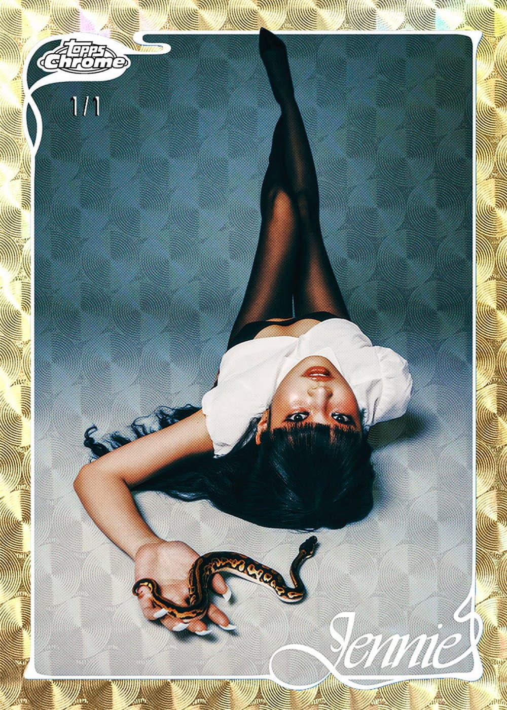 entertainment trading card from 2026 Topps Chrome x Jennie, published by Topps