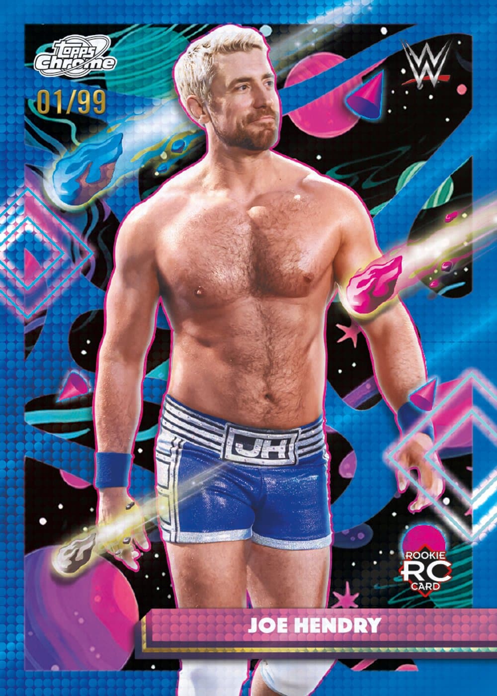 Refractor wwe trading card, 26 CCWW 1310 FR Blue Moon parallel from 2026 Topps Cosmic Chrome WWE by Topps