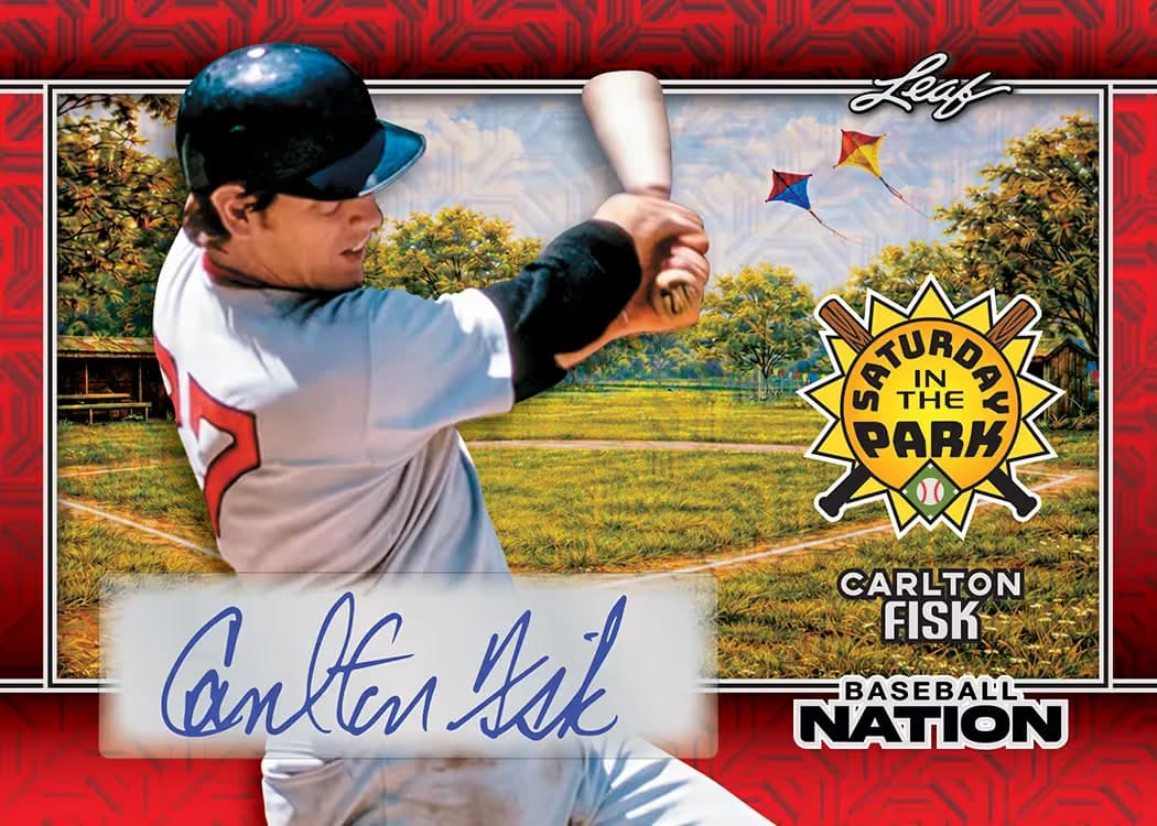 Sales trading card, 26 L Baseball Nation Saturday In The Park Auto parallel from 2026 Leaf Baseball Nation by Leaf