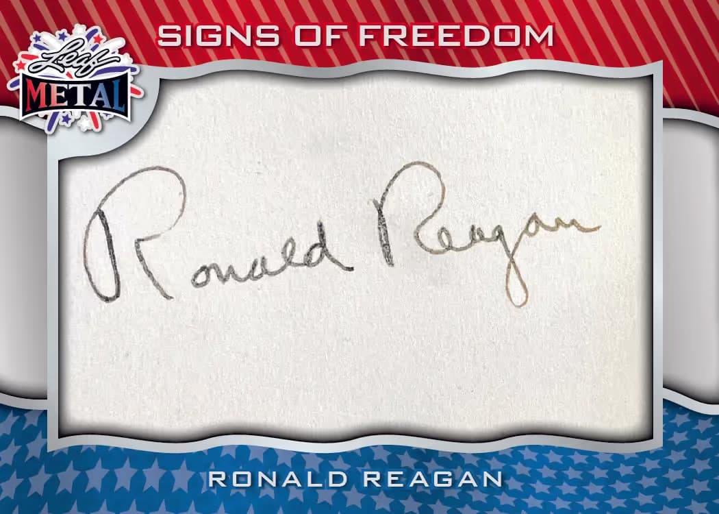 Card trading card, 6-Signs of Freedom Sales parallel from 2026 Leaf Metal Independence Day by Leaf