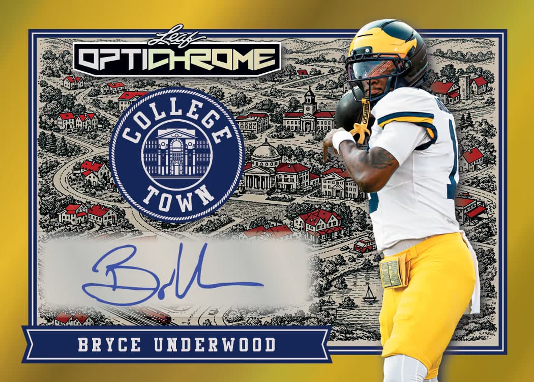 Sales trading card, 5 College Town Auto parallel from 2026 Leaf Optichrome Football by Leaf