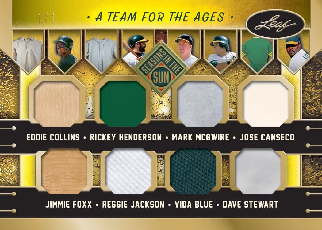 Sales trading card, 1 A Team For The Ages parallel from 2026 Leaf Seasons in the Sun Baseball by Leaf