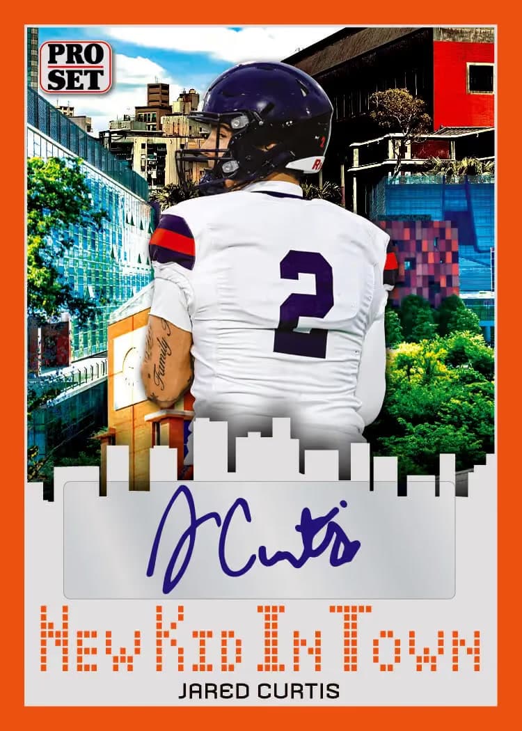Auto trading card, 11-New Kid In Town parallel from 2026 Pro Set Metal Football by Leaf