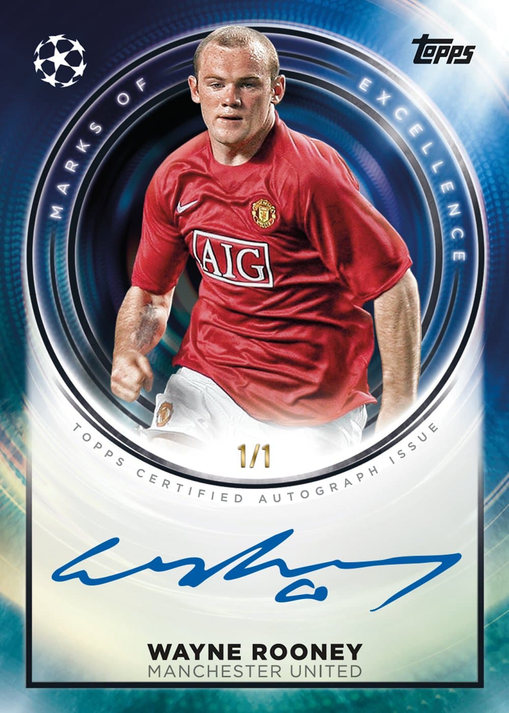 BLACK soccer trading card, MOE Rooney parallel from Topps Inception UEFA Club Competitions by Topps