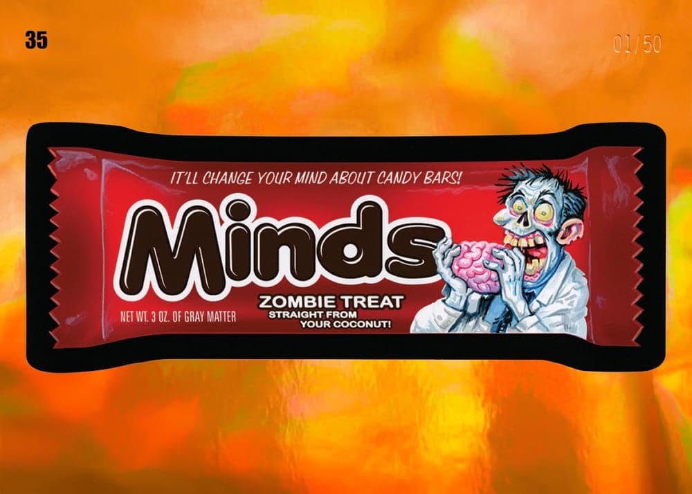 garbage pail kids and wacky packages trading card from Wacky Packages Halloween Edition, published by Topps