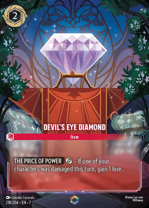 Devil's Eye Diamond, a enchanted card from Disney Lorcana: Archazia's Island