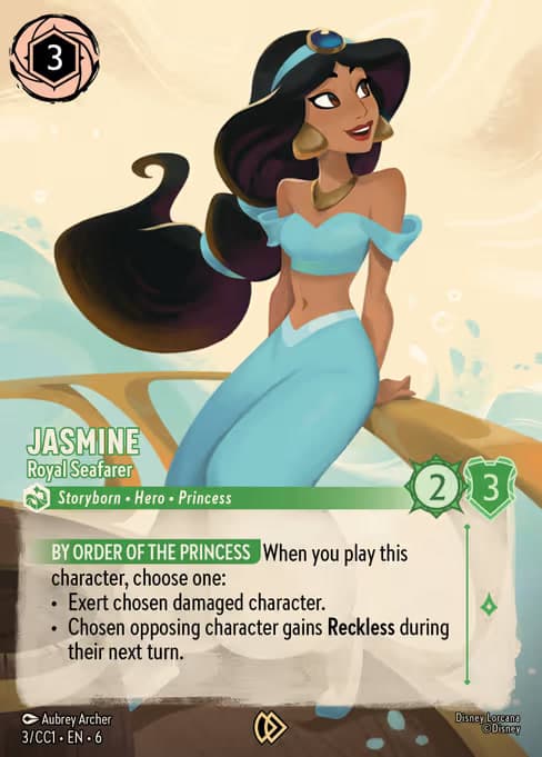 Jasmine - Royal Seafarer, a promo card from Disney Lorcana: Curator's Collection: Heroines Edition