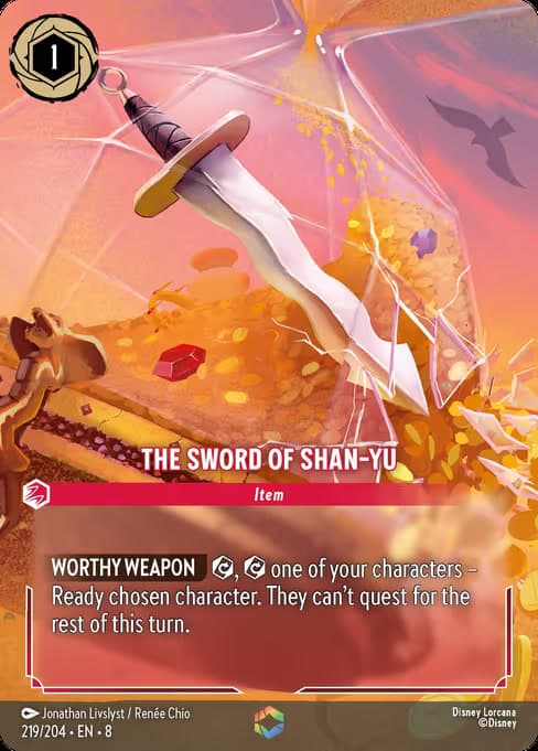 The Sword of Shan-Yu, a enchanted card from Disney Lorcana: Reign of Jafar