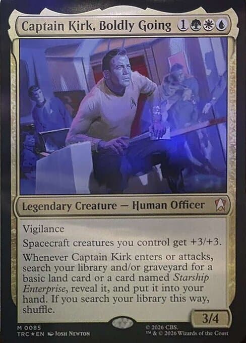Captain Kirk, Boldly Going, a Mythic card from Magic: The Gathering: Star Trek Commander