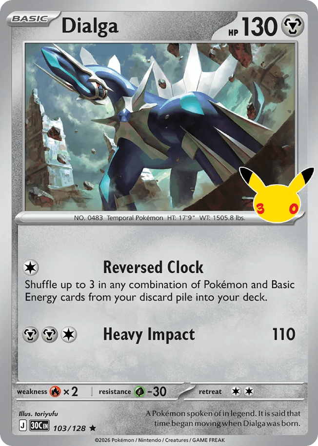 Dialga, card 103, from Pokemon TCG: 30th Celebration