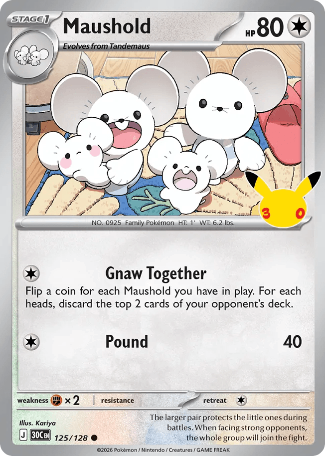 Maushold, card 125, from Pokemon TCG: 30th Celebration