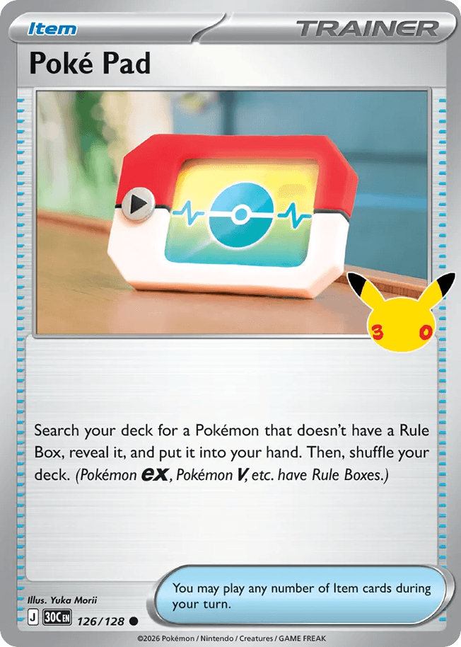 Poké Pad, card 126, from Pokemon TCG: 30th Celebration