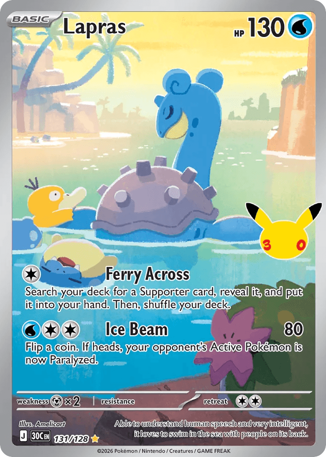 Lapras, card 131, from Pokemon TCG: 30th Celebration