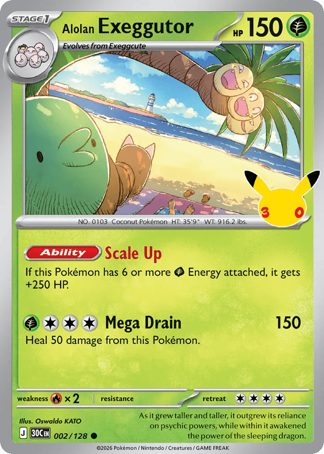 Alolan Exeggutor, card 2, from Pokemon TCG: 30th Celebration