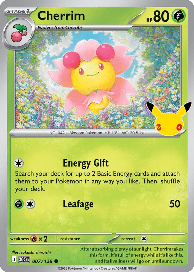 Cherrim, card 7, from Pokemon TCG: 30th Celebration