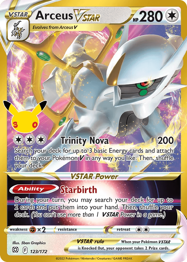 Arceus VSTAR, card 123, from Pokemon TCG: 30th Celebration: Classic Collection