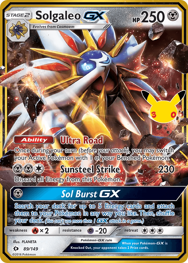 Solgaleo-GX, card 89, from Pokemon TCG: 30th Celebration: Classic Collection